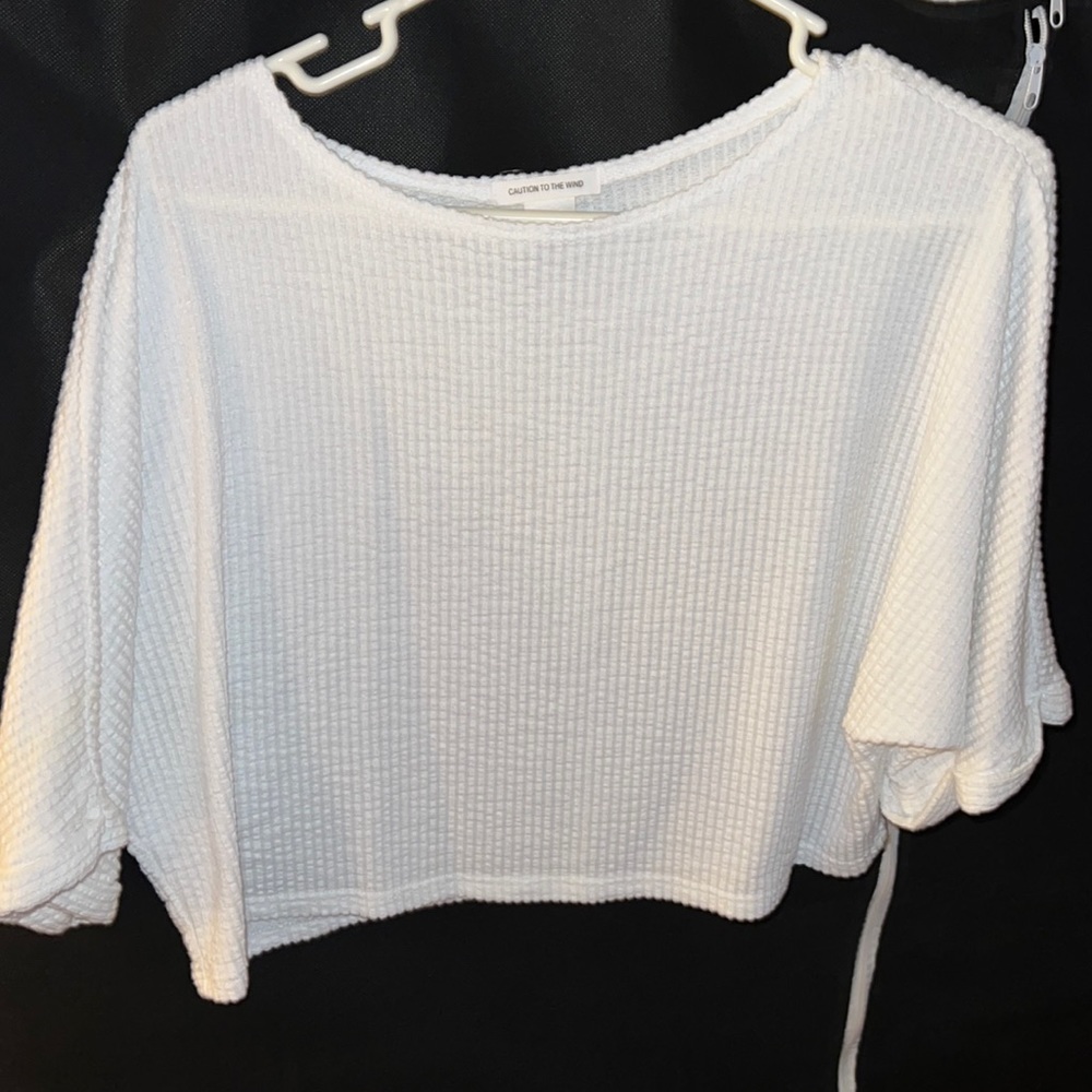 Caution to the Wind Crop Top Drop Sleeve